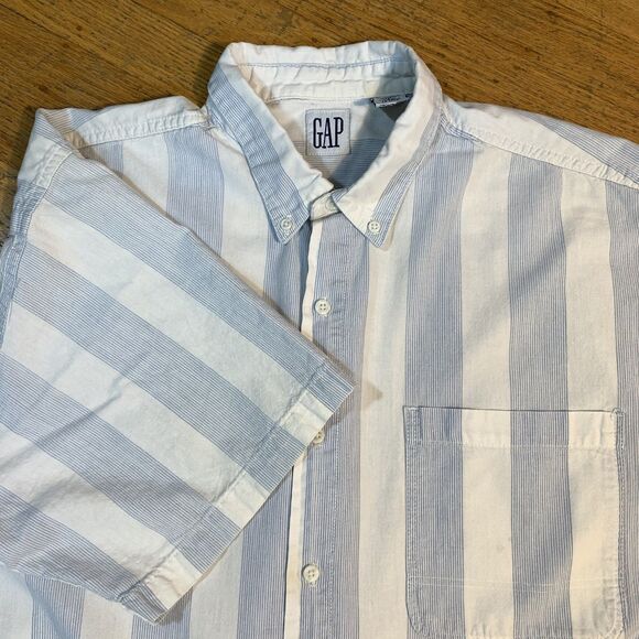 Vintage GAP Short Sleeve Button Down Shirt Sz XL Made In USA Cotton 80s 90s - Picture 1 of 9